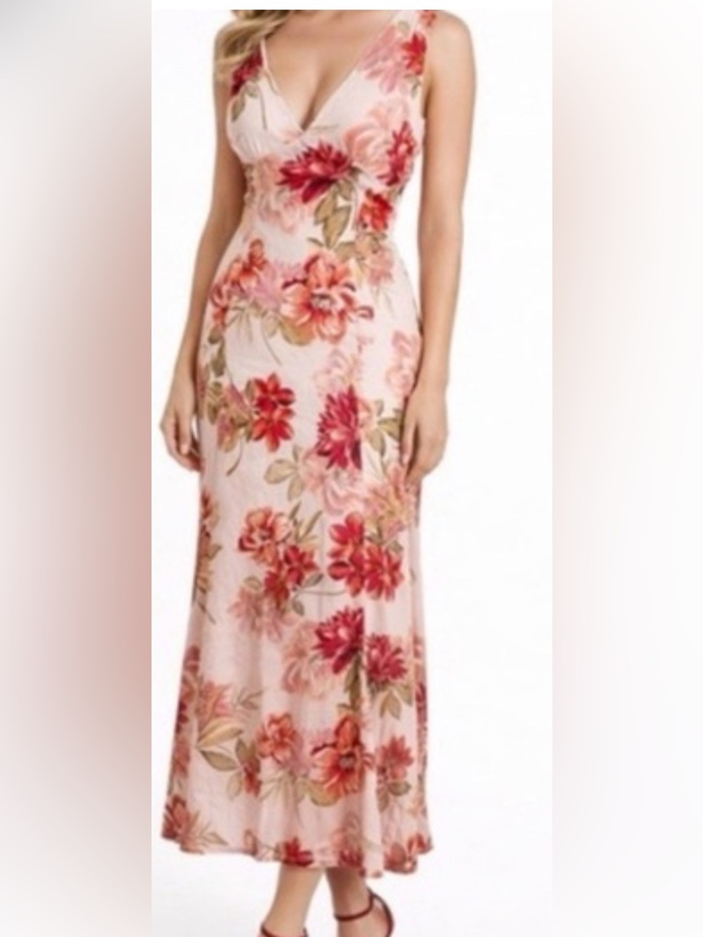 Anthropologie Paper Heart Floral Maxi Dress Blush Pink Cottagecore XS - Picture 1 of 7